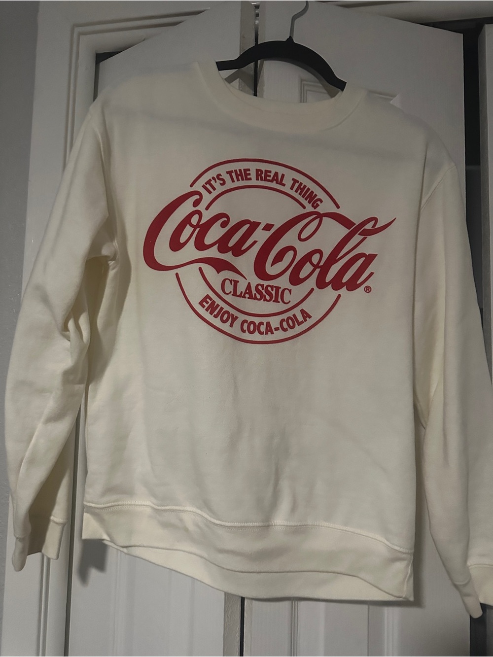 Coca-Cola Cream Pullover with Black Logo Print